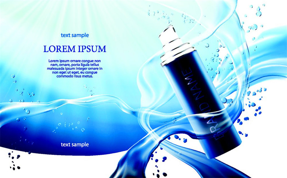 藍色水紋護膚品海報圖片